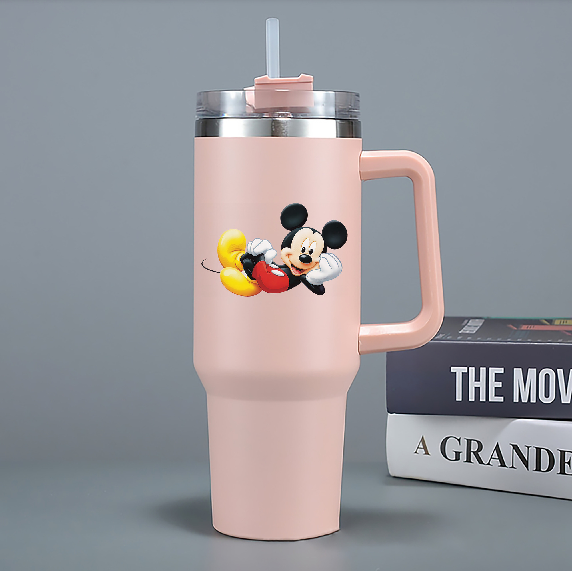（画像用） ミッキーマウス Mickey Mouse 1200mL車用タンブラー - クリスタルステッカー（プラスチックストロー付き）
